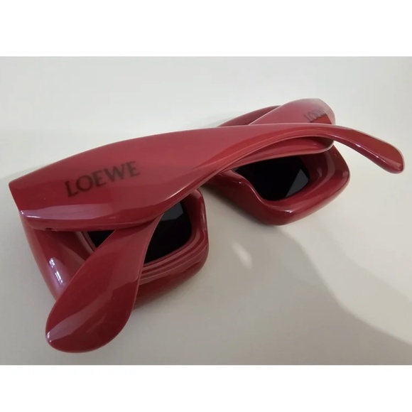 Loewe Inflated Rectangular Red Frame Sunglasses - Picture 8 of 9